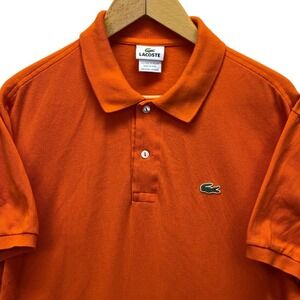 Lacoste Pique Polo Shirt Mens 5 (US Large) Orange Short Sleeve Cotton